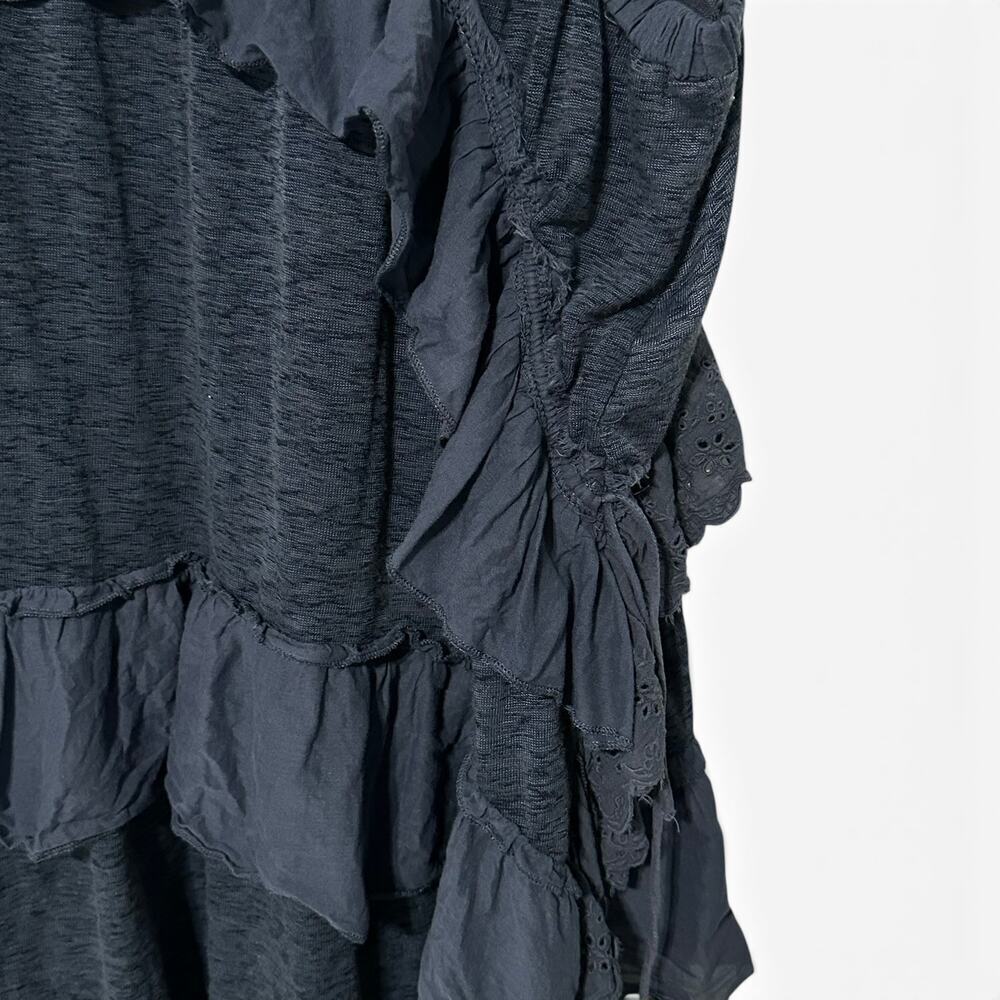 Free People Slouchy Claire Tee Blue Ruffle Tunic Top Large - Picture 6 of 15